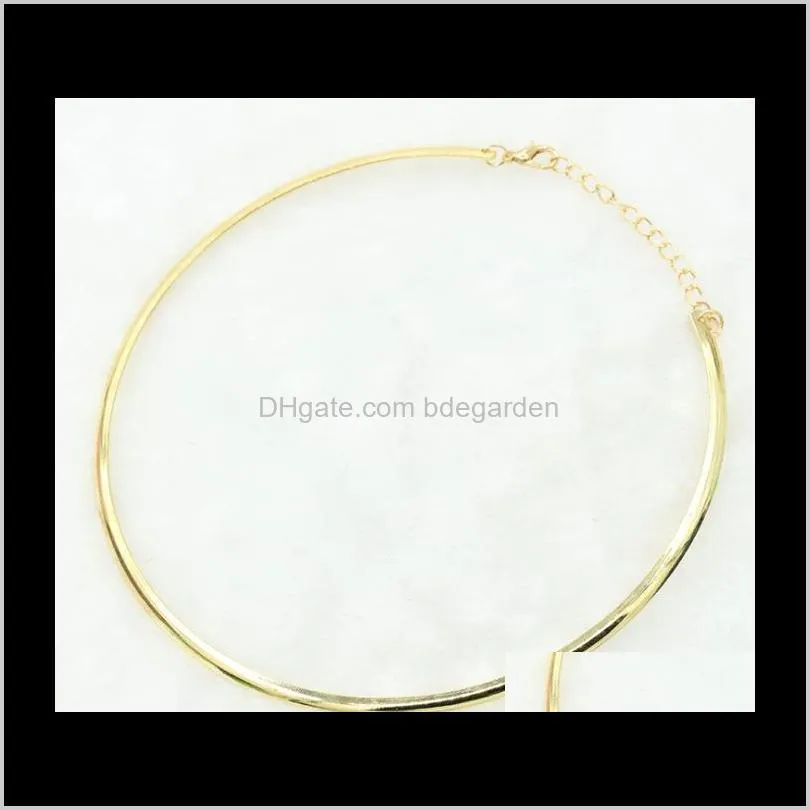 simple round circle torques for women ladies metal gold silver wire necklace collar choker fashion jewelry gift ps1188