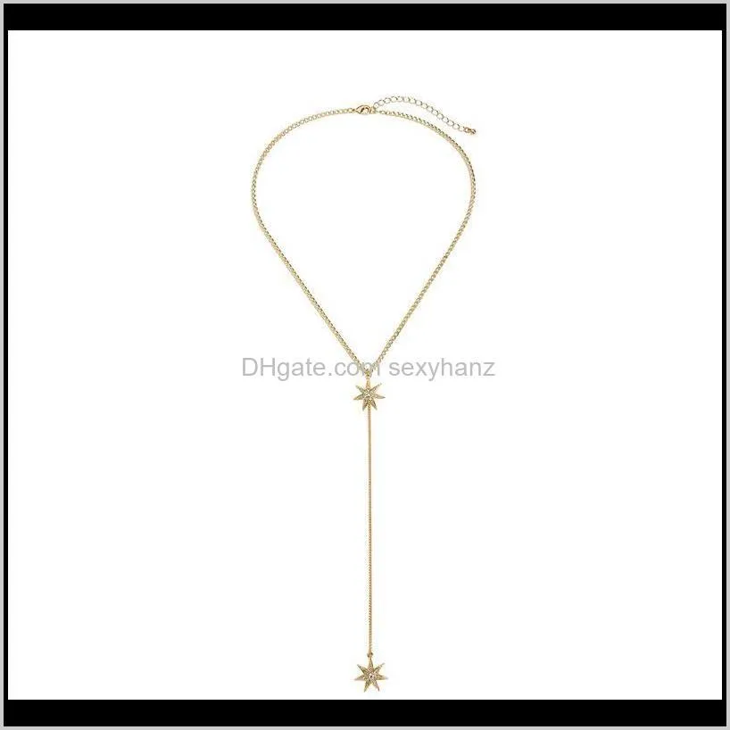 KISS ME Gold Color Alloy Rhinestone Star Long Necklaces Pendants 2020 Minimalist Jewelry Women Bijoux1