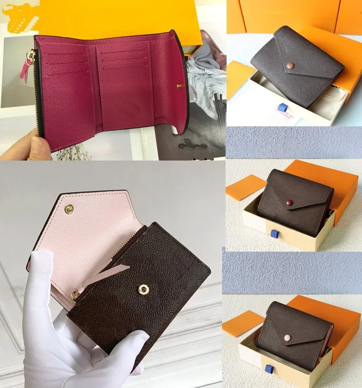 Top quality purses Women Short Wallet Discount original box card holder designer damier checked flower bags for men