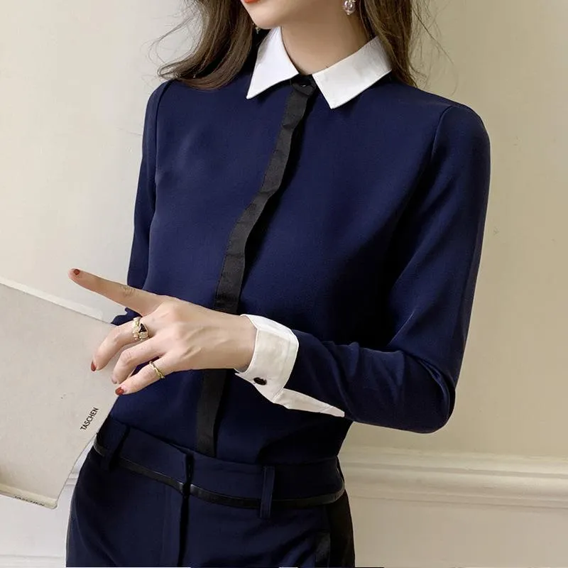 Navy chiffon blouse hot sale