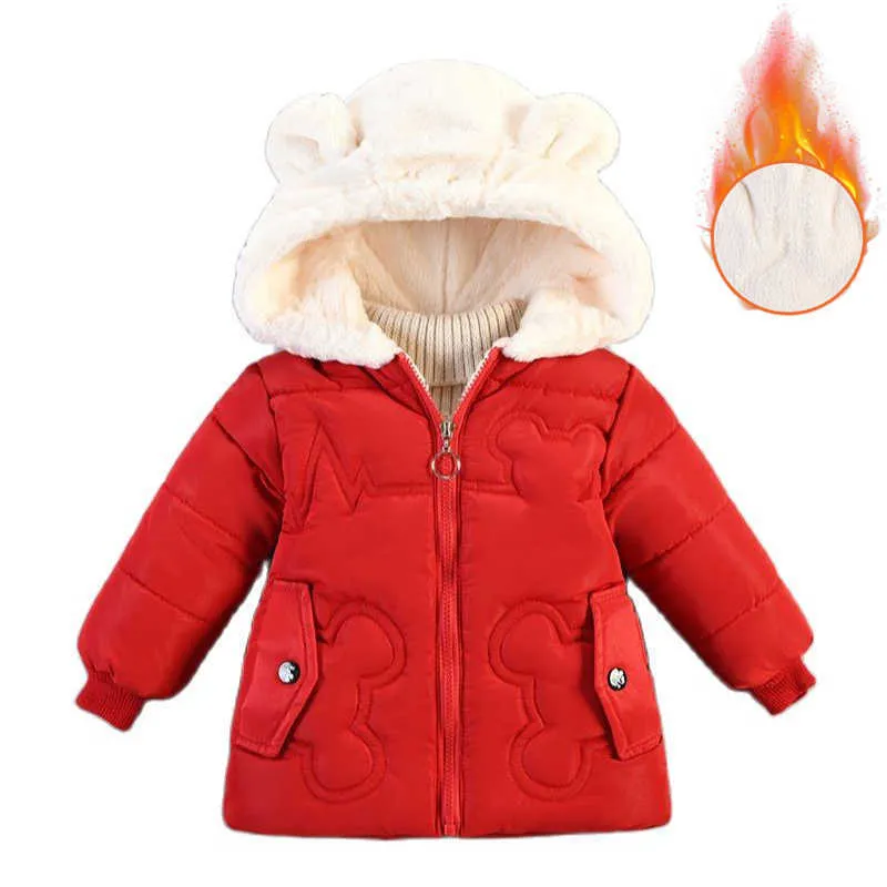 Lzh 2021 höst vinter bomull kläder för barn förtjockta baby tjejer rockar nya ytterkläder för pojkar 2-4 år jackor barn kostym h0909