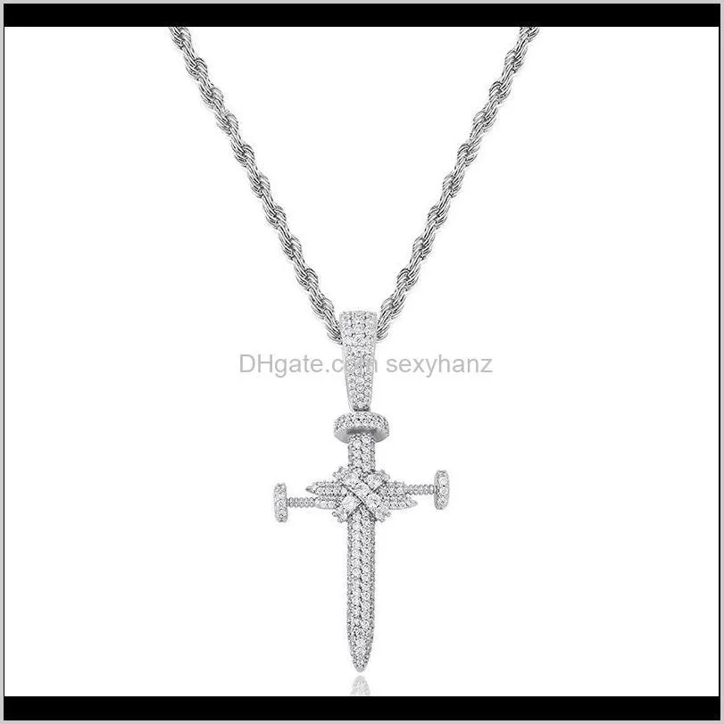 religious christian 18k gold diamond cz cross pendant necklace jewelry copper men cross necklace for man women