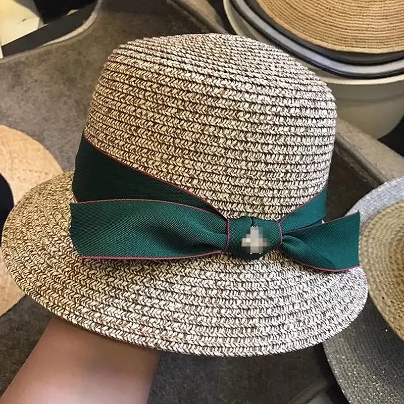 Mode Vintage Vrouwen Strohoed met Bowknot Outdoor Beach Sun Protection Cap Vakantie Travel Classic Stingy Brav Hats