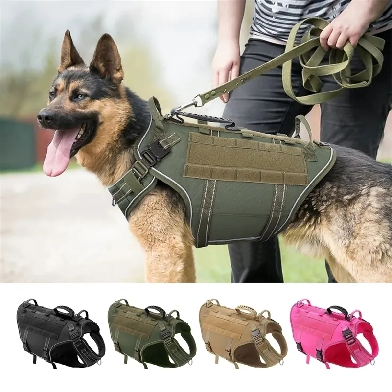 Tactical Dog Training Vest No Pull Pull Military Harnas Verstelbare Wandelen Werken voor Medium Large S 220221