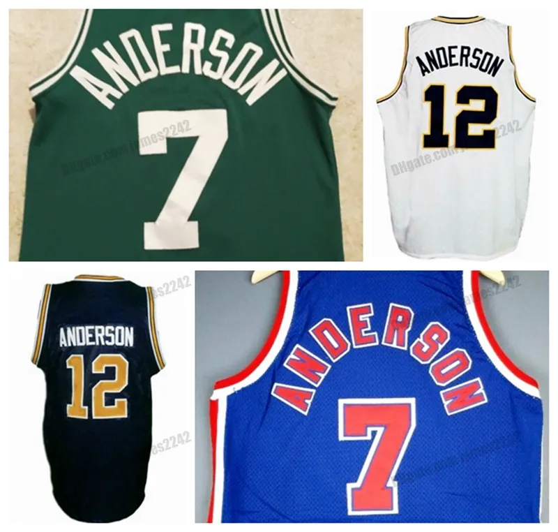 Custom Retro Kenny Anderson # 7 # 12 College Georgia Tech Koszykówka Jersey Męskie Zszyty Biały Niebieski Zielony Czarny Dowolna nazwa Numer Rozmiar S-4XL Kamizelki Koszulki