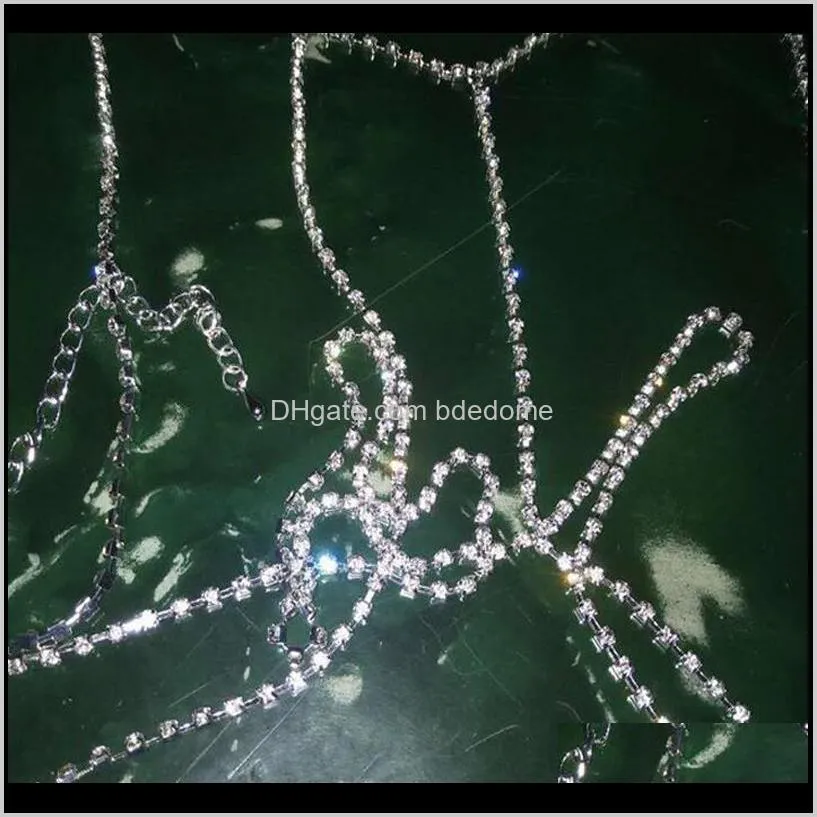 2019 new silver crystal body chains rhinestone bra necklace bikini body chain women sexy chain beach party jewelry