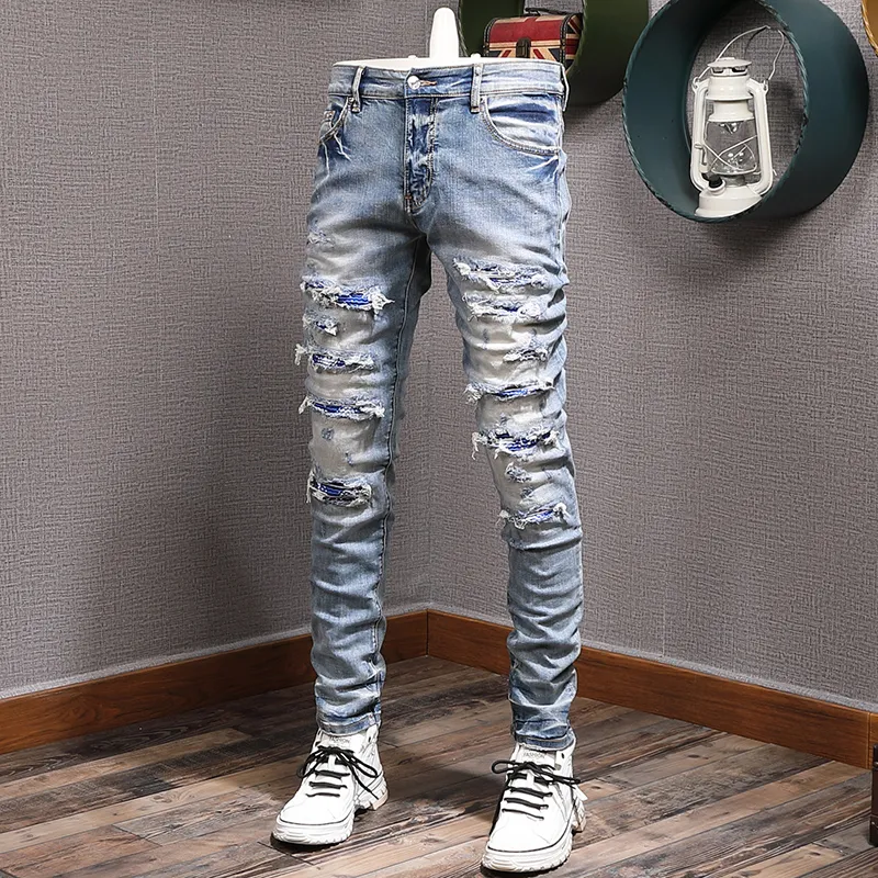 Цветные джинсы Man Biker Jeans Slim Fitness выцвет