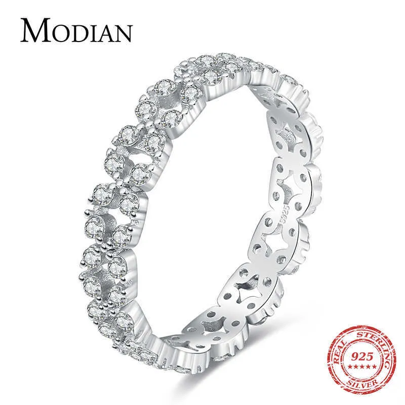 Solid 925 Sterling Silver Geometric Stackable Clear Cz Anéis para Mulheres Declaração de Casamento Jóias Anillos 210707