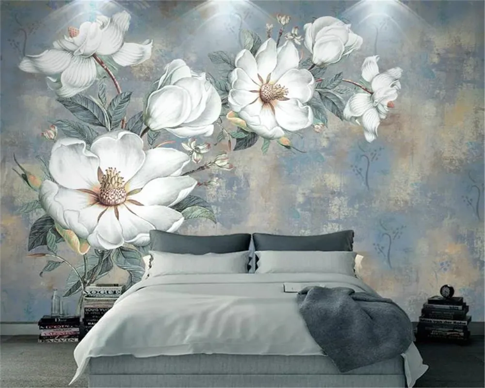 3D Duvar Kağıdı Vintage Yağlıboya Çiçek Avrupa Tarzı Soyut Salon Yatak Odası Mutfak Mural Duvar Kağıtları Duvar Kaplama