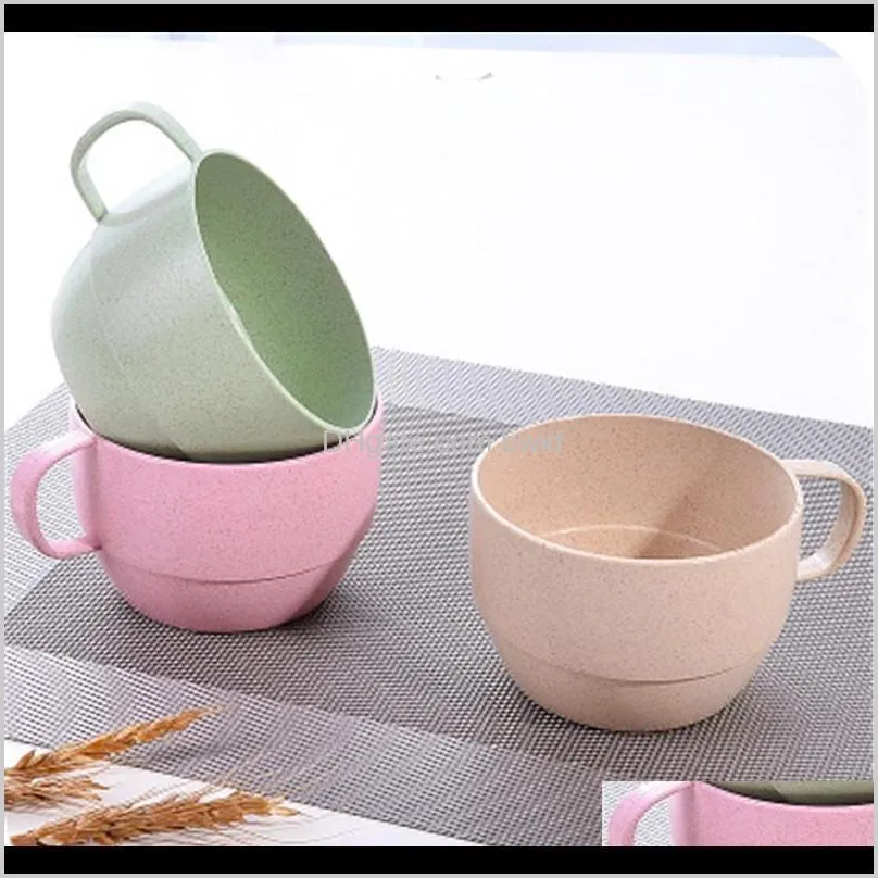 4 colors wheat straw milk coffee cup teacup mug nordic style simple water cup with handle mouthwash cups jxw067