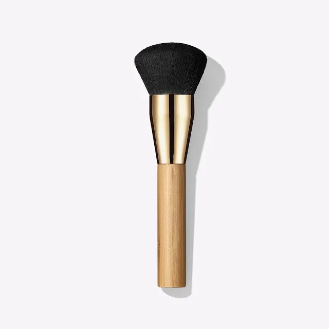 Bambu pressad pulver Makeup Single Brush Mjukt syntetfiber Wooded Handle Airbrush för ansikte Tonad Lös efterbehandling Pulver Kvinna Hud Kosmetik Verktyg