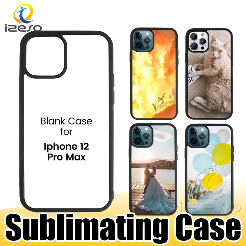 Leere 2D-Sublimationshüllen, TPU-PC, DIY-Druck, Handyhülle mit Aluminiumeinsätzen für iPhone 15, 14, 13, 12, 11 Pro Max, XR, 8 Plus, izeso