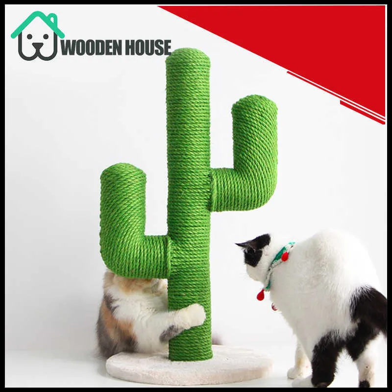 Cactus Shaped Cat Climbing Tree Toy Scratcher Animal Funny Scratching Post Tree Activity Protecting Furniture Pet House 210929