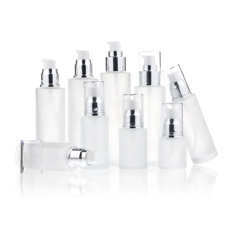 Frosted Glass Cosmetic Bottle Makeup Lotion Pump Container Refillable Mist Spray Perfume Bottles 20ml 30ml 40ml 50ml 60ml 80ml 100ml
