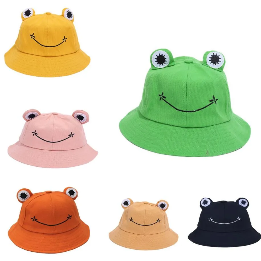 Parent Kid Cartoon Frog Bucket Hat Panama Fishing Cap Cute Froggy Hat