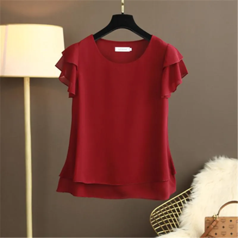 Blusas De Mujer Camisas Camisa De Gasa Blusa De Manga Corta Femenina Tallas Grandes 6XL Top De Mujer Y Verano Mujer O Cuello Suelto 488 De 15 24 DHgate