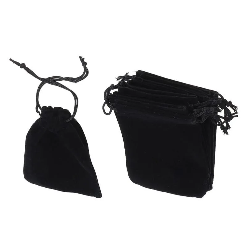 2021 new Gift Wrap 30pcs Drawstring Bag Pouches Storage Black Cloth Bags For Jewelry Small (7x9cm)