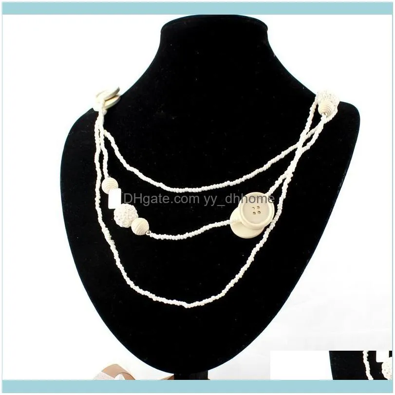 Sweet Multi-layers Artificial Pearl Choker Necklace Fashion Hand Made White Beaded Button Jewelry For Women Chokers