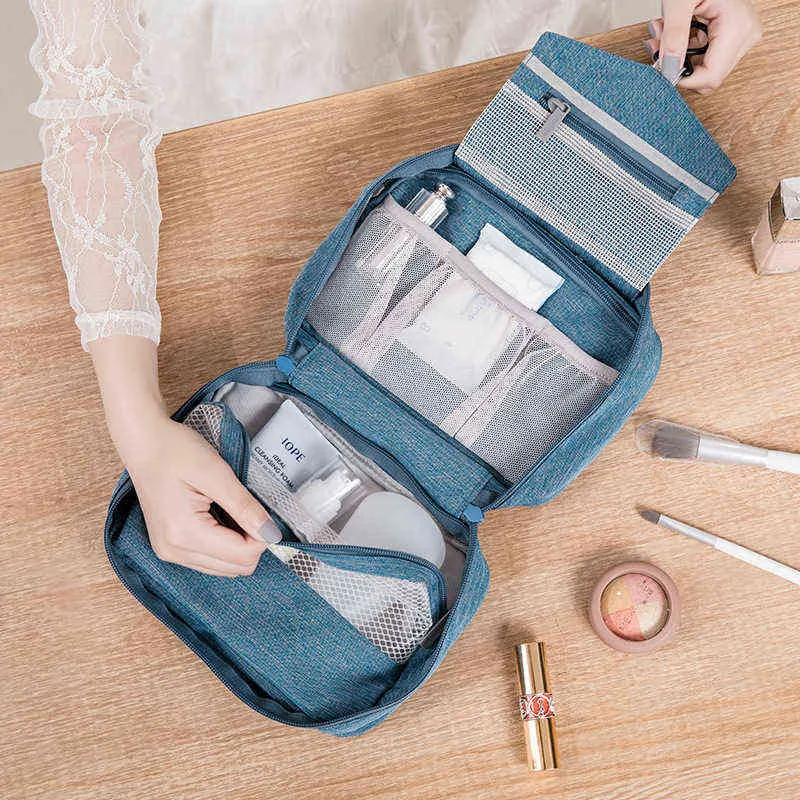 Nxy Cosmetic Bags New Waterproof Wash Ladies Travel Storage Multifunctional Case Business Trip Hanging Bath Makeup Pocket 220302