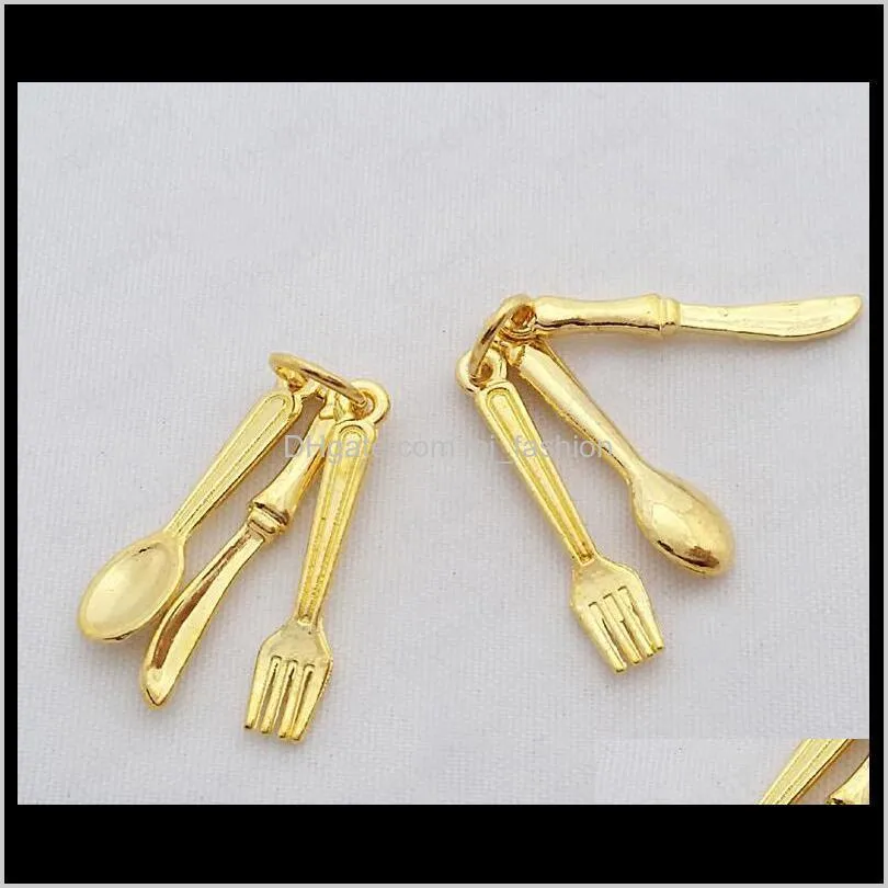 wholesale sets antique silver plated zinc alloy combination charms knife fork spoon diy jewelry findings 1383