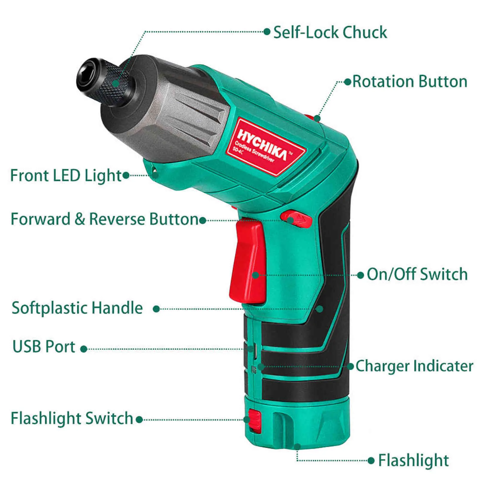 Tournevis électrique rechargeable 3.6V Tournevis sans fil avec LED