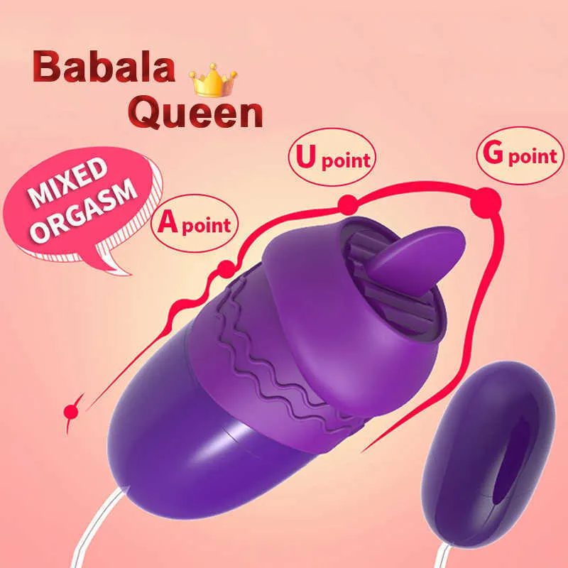 Afstandsbediening Dubbele vibrerende ei Tong Likken Vibrator Seksspeeltjes Voor Vrouwen Vaginale Ballen Kegel Exerciser Clitoris Stimulator P0816