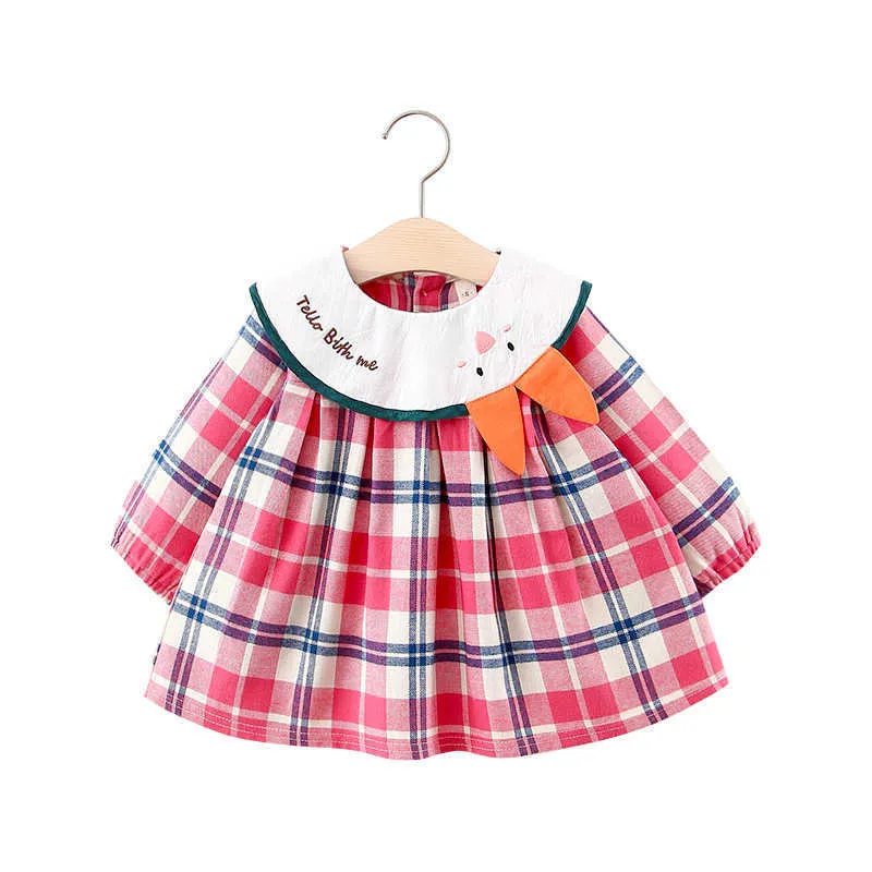 Niemowlę Baby Girl Dress Cute Plaid Toddler Noworodka Dziewczynka Sukienka Urodziny Princess Suknie Dla Dziewczyn Z Długim Rękawem Odzież Dziecko Q0716