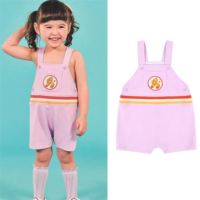 Menina criança adorável macacão para verão cute jumpsuit sem mangas strap onesie coreano crianças menino roupas 210619