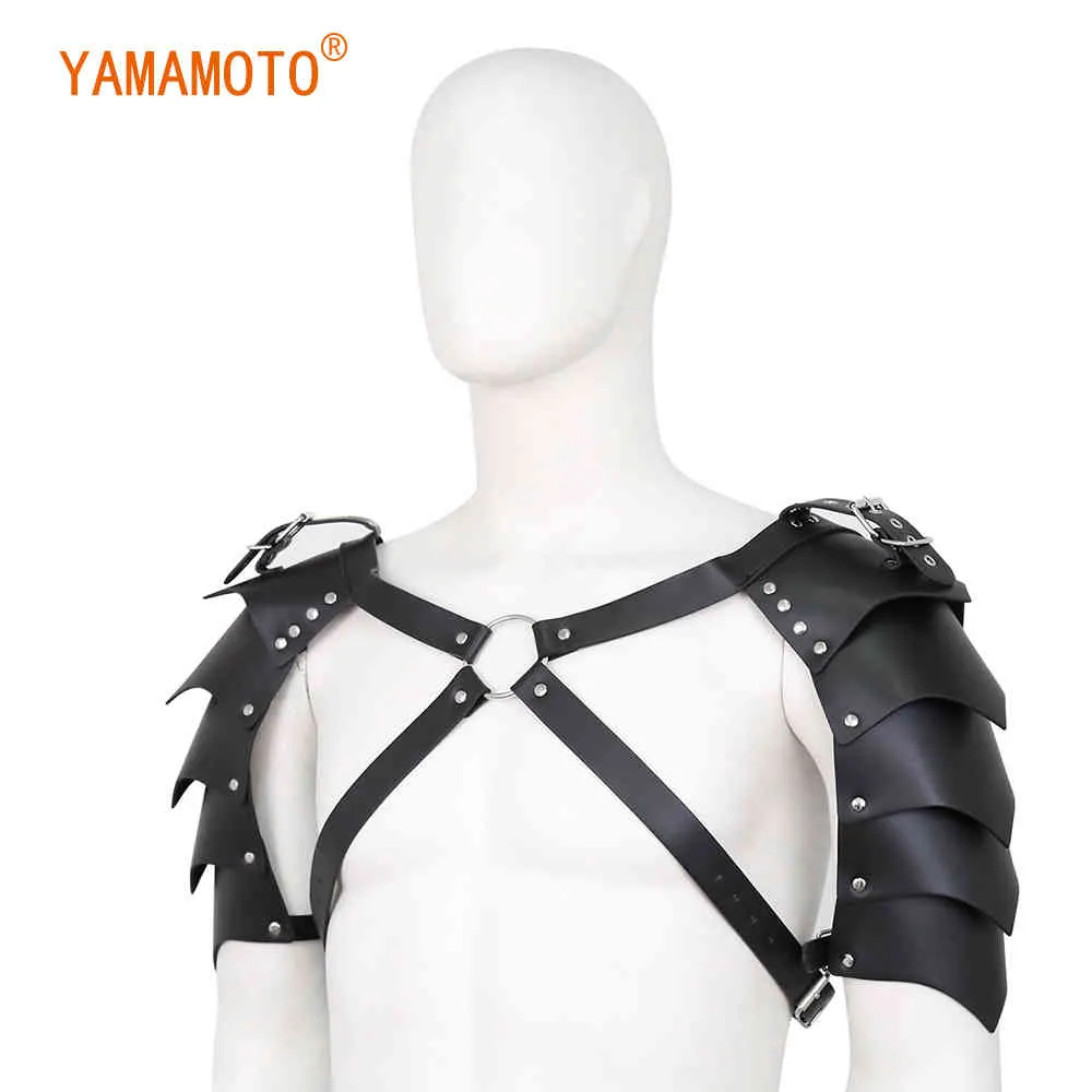 Men Sex Black Leather Vest Flirting Bondage Sexy PU Leather Harness Gay Man Underwear Tops Sex Wear Cosplay Warframe Y0406