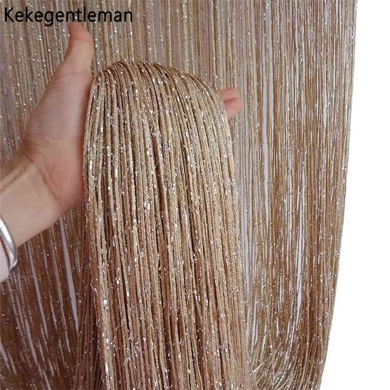 Beaded String Curtain Door Curtain Beads Thread Curtains Window Wall Panel Room Divider Doorway Home Living Room Wedding Decor 210913