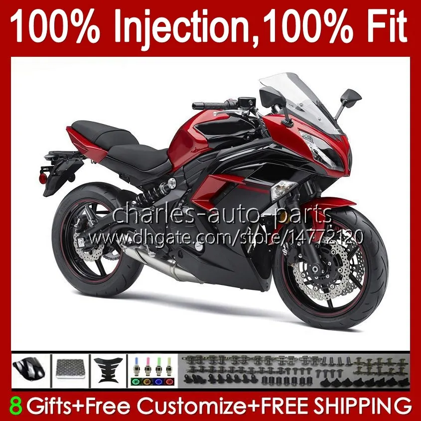 100%Fit Injection Mold Body For KAWASAKI NINJA 650R ER-6F 12-16 ER 6F Bodywork 89HC.13 glossy red ER6 F ER6F 12 13 14 15 16 650-R 2012 2013 2014 2015 2016 OEM Fairing Kit