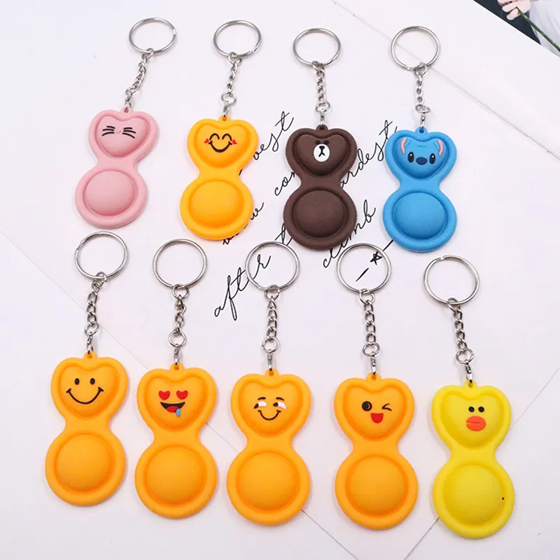Ny Fidget Toy Keychain Emoticon Pack Enkel Dimple Key Pendant Anti-stress för barn