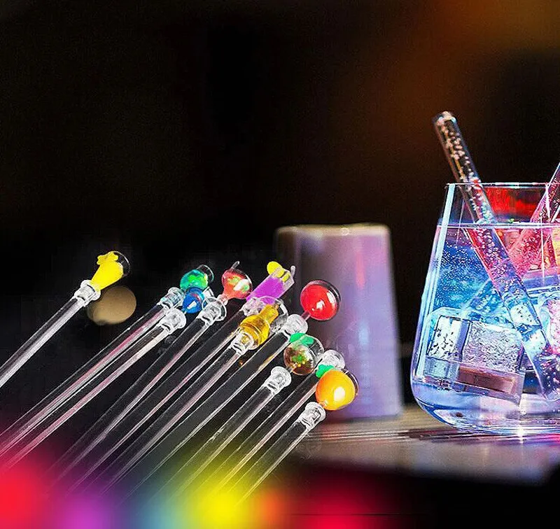 10 Pcs Agitateurs de boissons colorés 9 « Boisson Acrylique Cocktail  Agitateur