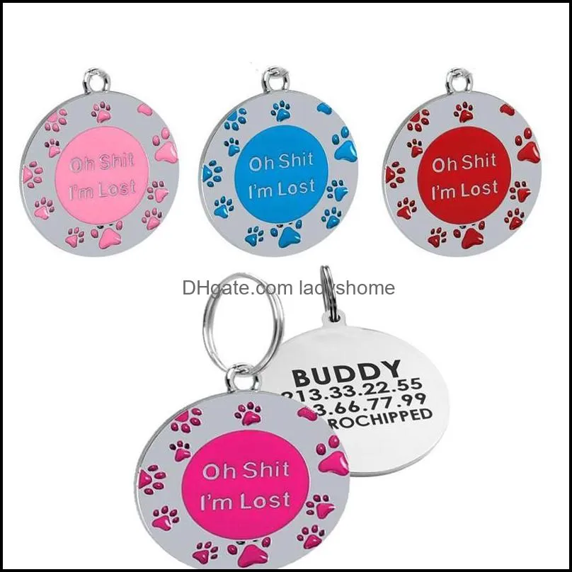 Anti-lost Puppy Dog ID Tag Personalized Dogs Cats Name Tags Collars Necklaces Engraved Pet Nameplate Accessories HWE7305