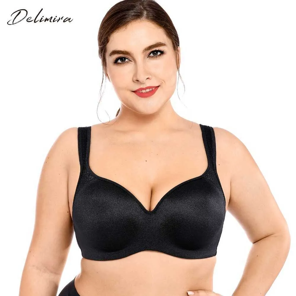 Delimira Soutien-gorge Contour Jacquard Lisse Légèrement Rembourré pour Femme 210623