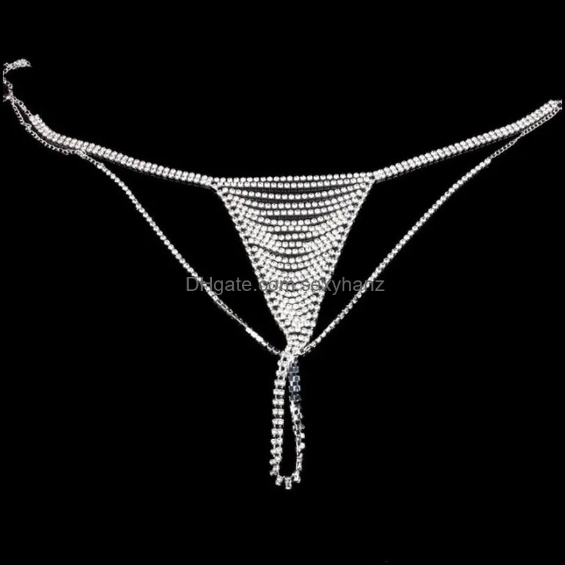 Other Sexy Hollow Rhinestone Bra And Thong Panties For Women Charm Bikinis Crystal Body Chain Harness Underwear Jewelry Gift