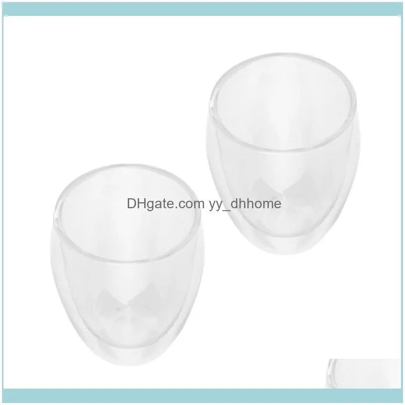 2Pcs Clear Glass Cups Double-Layer Glass Coffee Mugs 350ml Dishwasher, Microwave, freezer with NO RISK1