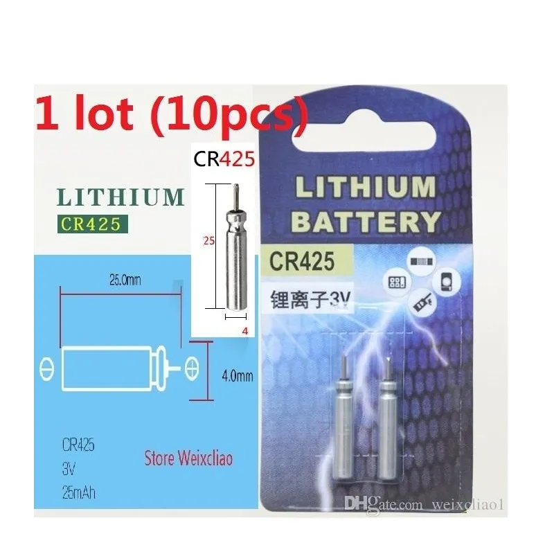 10 pcs 1 lote Baterias CR425 3V PIN Tipo Lítio Li íon Bateria CR 425 3 Volt Li-ion Isca Pesca Cartão de Tubulação Luminosa