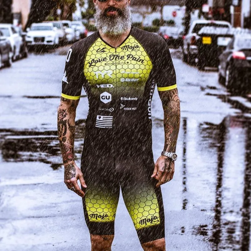 Deckra Cycling Skinsuit – Short Sleeve One-Piece Tri-Suit With Padding, Reflective Logos