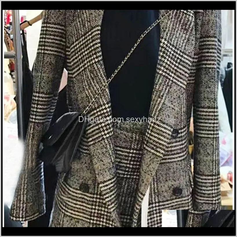 new houndstooth coat women`s spring and autumn large size suit women`s bag skirt slimming two-piece set
