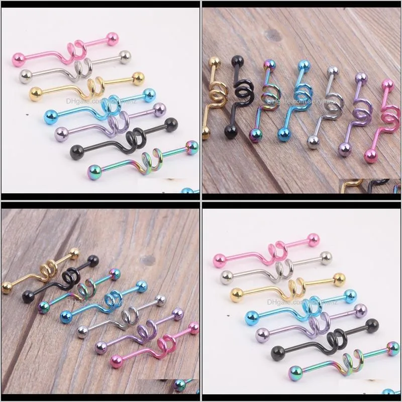 industrial scaffold barbell earring double belly button ring anodized 14g 38mm long 7 color mix body jewelry