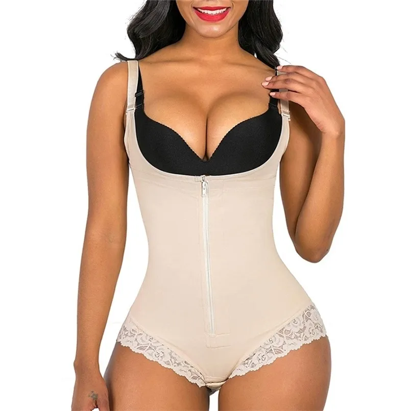 Postpartum Body Shaper Shapewear Voor Zwangere Vrouwen Naadloze Corset Tummy Control Colombiaanse Gordel Kant Rits Openborst Bodysuit 220311