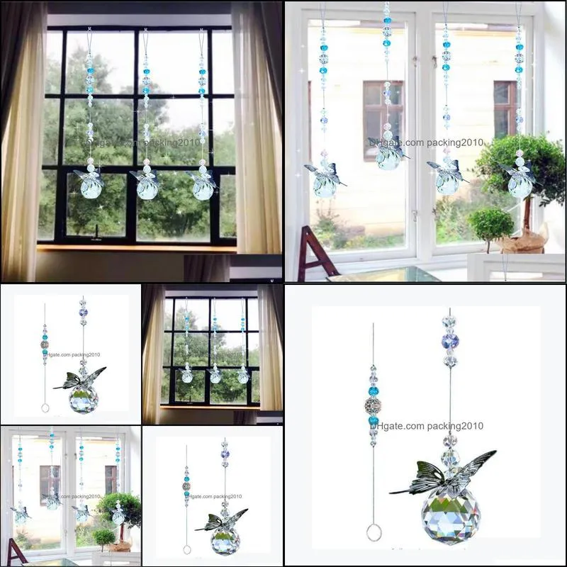 Hanging Suncatcher Butterfly Crystal Ball Rainbow Stone Pendant Wind Chimes Beads Prism Maker Drops Hang Window, Home Decor, Handmade