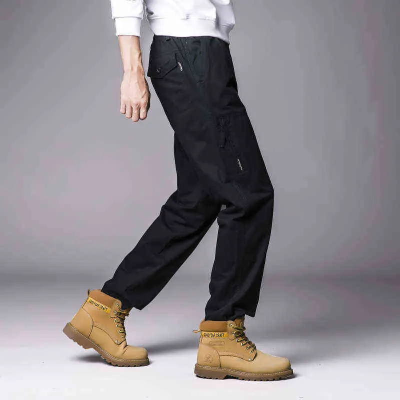 Men's Cargo Pants 2021 Casual Autumn Pockets Pants Men Outwear Streetwear Straight Slacks Long Baggy Large Trousers 5XL Clothes H1223