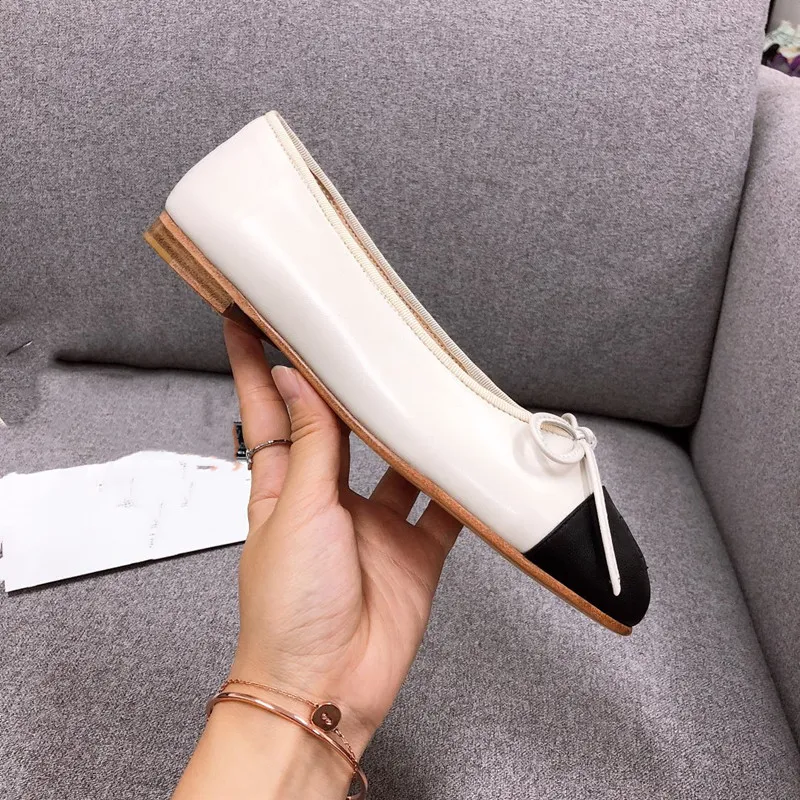 2021Women`s shoes lulu af1 flat bottom multifunctional shallow mouth temperament ballet bow small fragrance autumn round head High grade leather sole box size 34-42