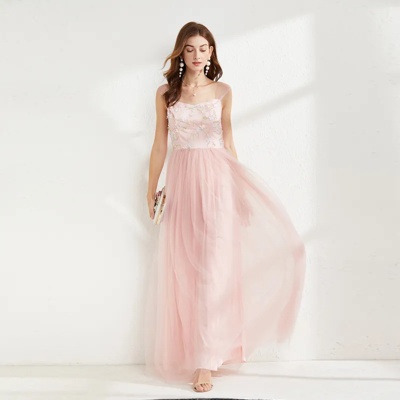 Women's Floor-Length Party Dress with Spaghetti Straps and Embroidered Floral Bodice from Dhgate Runway Dresses - price 42.54 Women's Floor-Length Party Dress with Spaghetti Straps and Embroidered Floral Bodice from Dhgate Runway Dresses - price 42.54