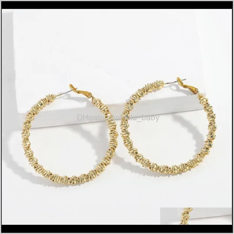 irregular gold color big circle hoop earrings for women 2020 new hand-woven maxi chain earrings jewelry gifts wholesale