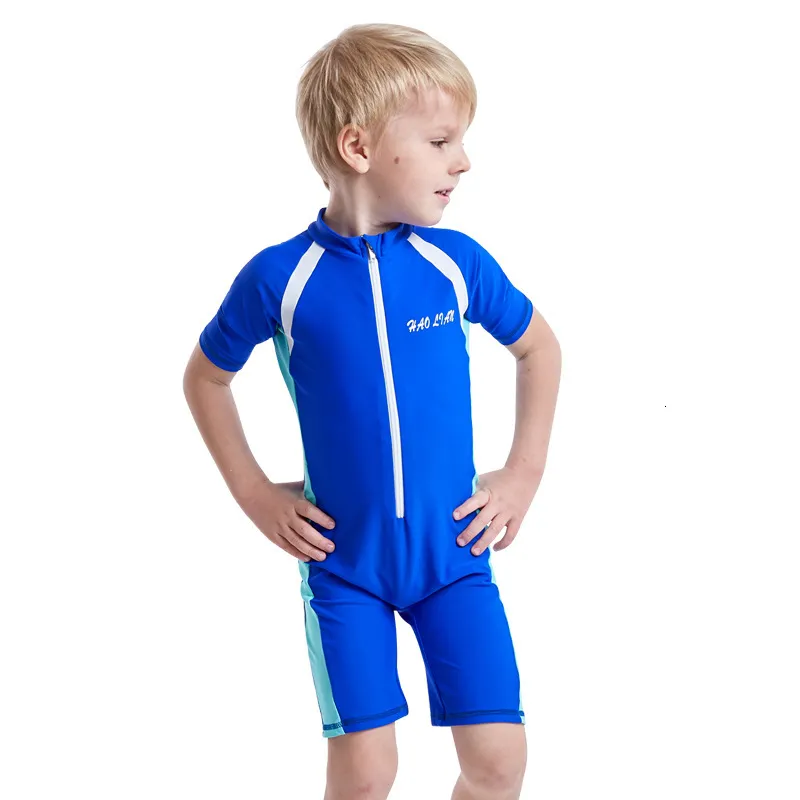 Teenager Boy Swimwear Two Pieces Suit Short Sleeves Blue Letter Print  Patchwork Bathing Suit Surfing Beach Wear Kid Swimsuit - AliExpress