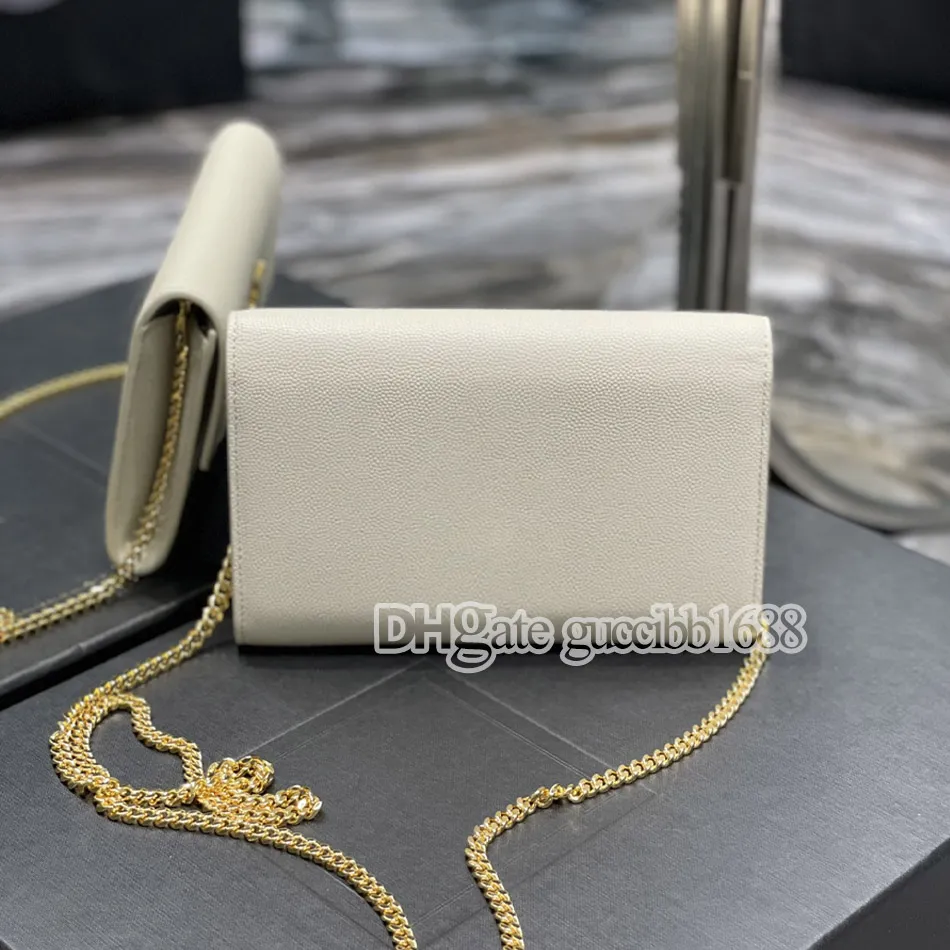 Women White Envelope Chain Bag Genuine Leather Mini Shoulder Bag Casual 2024 Credit Card Holder Coin Purse