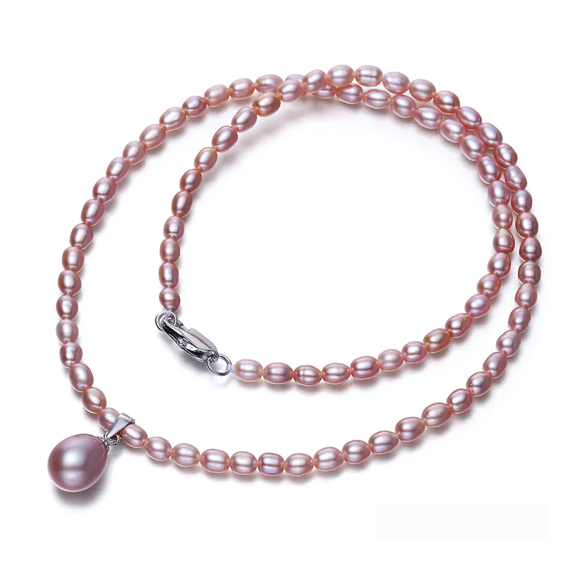 Trendy Küçük Doğal Tatlısu Gerdanlık JewelryReal Inci 925 Gümüş Takı Parti Kolye
